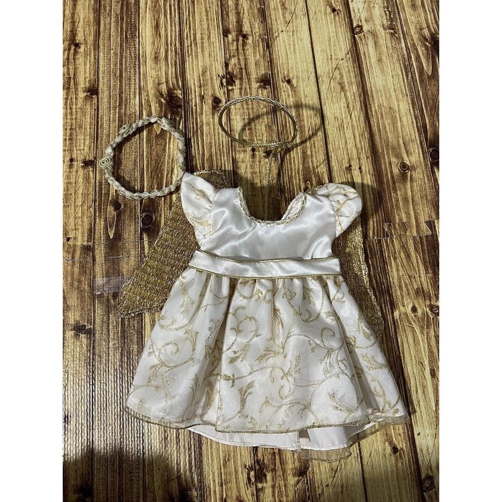 Build A Bear BAB Workshop Ivory Angel Outfit Sparkle Satin Head Band Halo - Picture 2 of 8